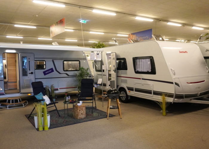 Caravan met enkele bedden overzicht