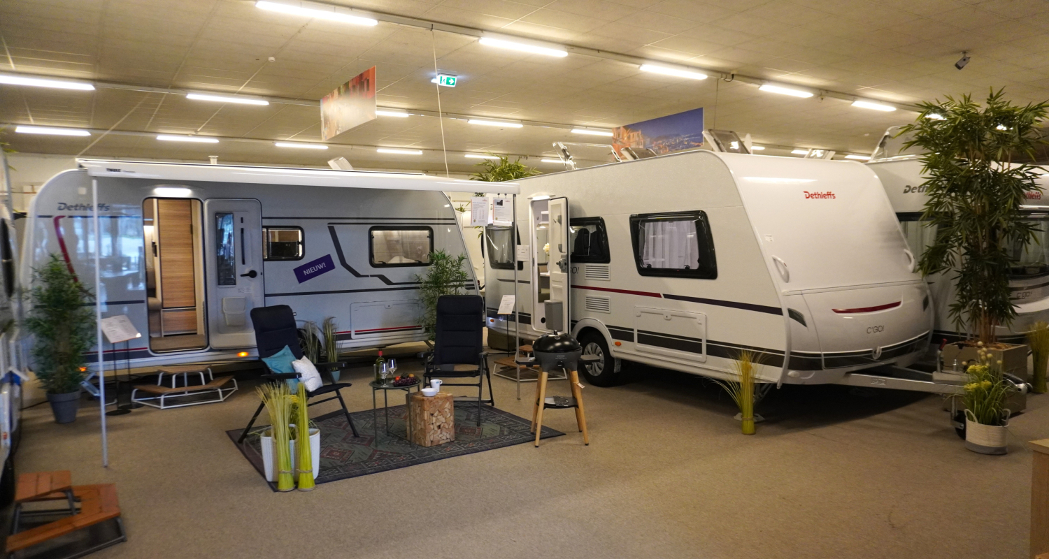 Caravan met enkele bedden overzicht