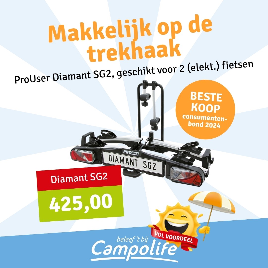 Kampeerzomer fietsen SG2 fietsdrager trekhaak